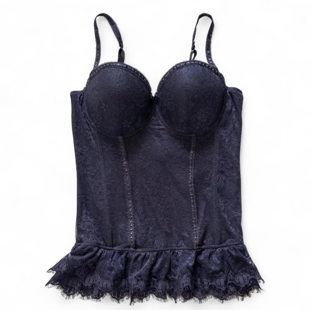 Baci Black Lace Corset Bustier 1X/2X Plus Size Lingerie